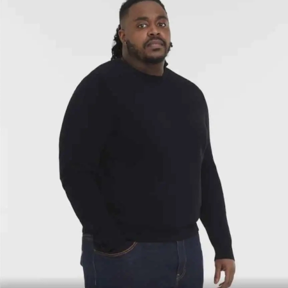 NWT Amazon Essentials Black Crewneck Sweater Classic Knit ~XXL